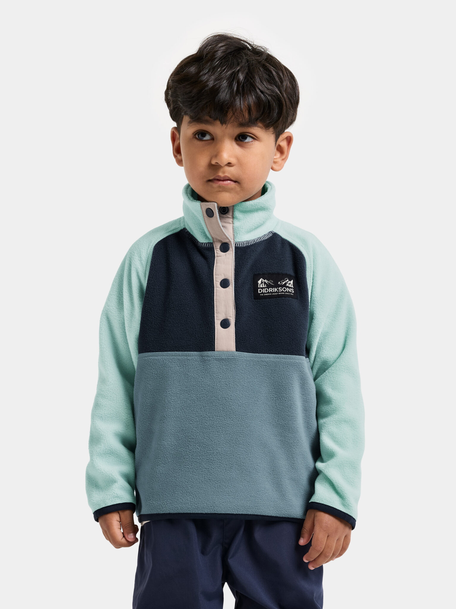 Didriksons flíspeysa - MONTE KIDS HALF BU 5 FACTORY BLUE
