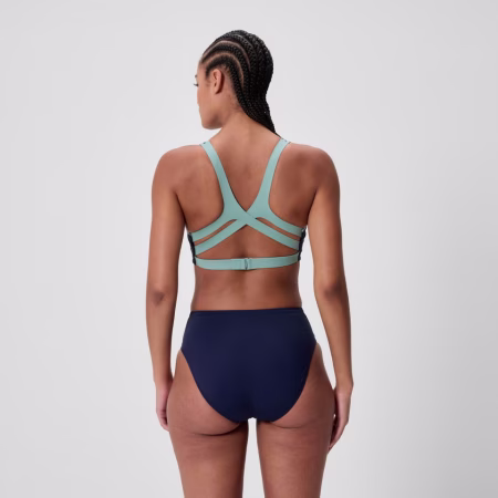 Womens Sculpture Boom Back Bikini Top Navy/Green