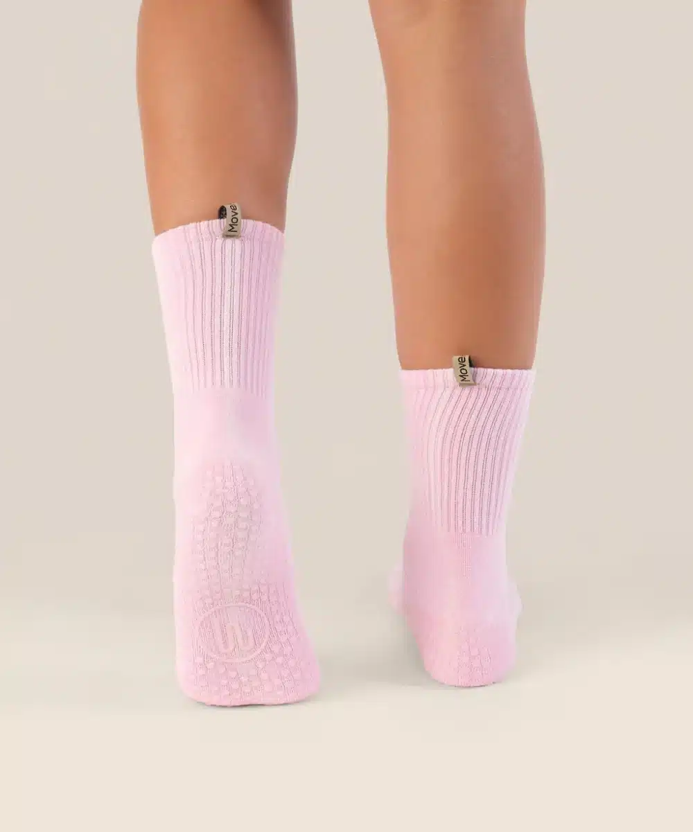 Move Active Crew Grip Socks - Vintage Rib Cool Pink | Músik & Sport