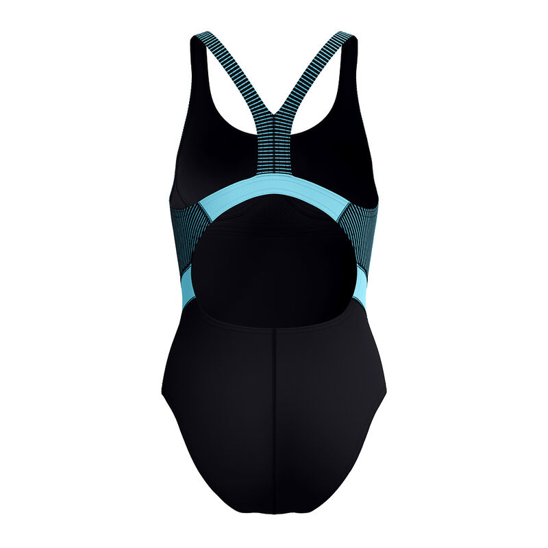 Womens Quantum Rib Splice Swimsuit Black/Blue - Image 2