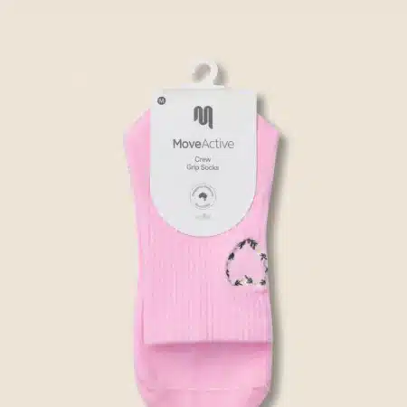 Move Active Crew Grip Socks - Heart Vine Pink