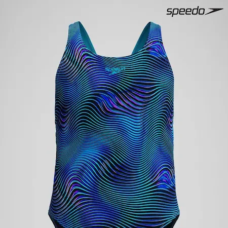 Speedo barna sundbolur - PRINT LEADERBACK ONE PIECE-Blue