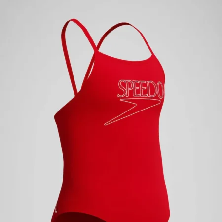 Speedo Red Endurance+ Logo Thinstrap One Piece Swimsuit