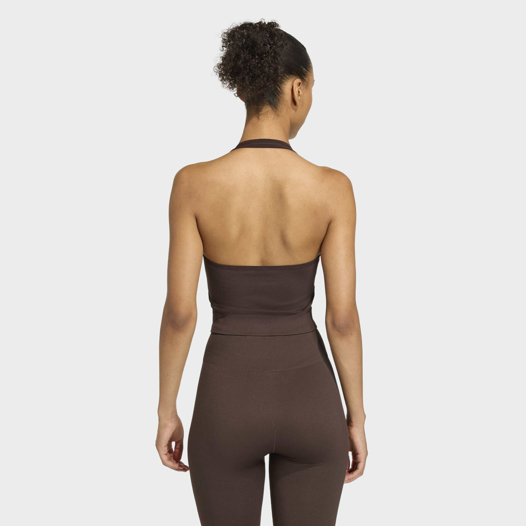 Adidas Workout Essentials Knit Halterneck T-Shirt Brúnn - Image 4