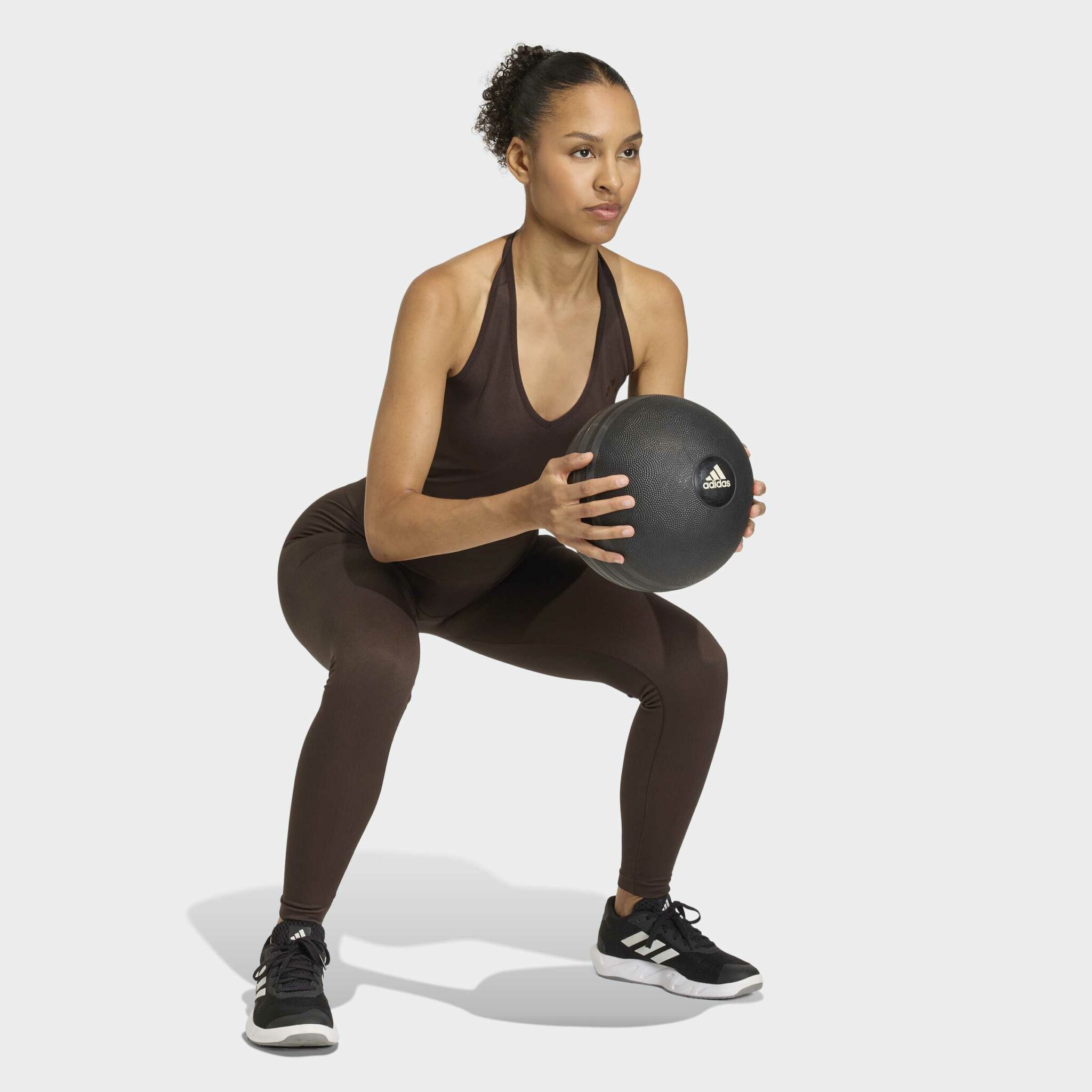 Adidas Workout Essentials Knit Halterneck T-Shirt Brúnn - Image 7