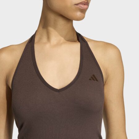 Adidas Workout Essentials Knit Halterneck T-Shirt Brúnn