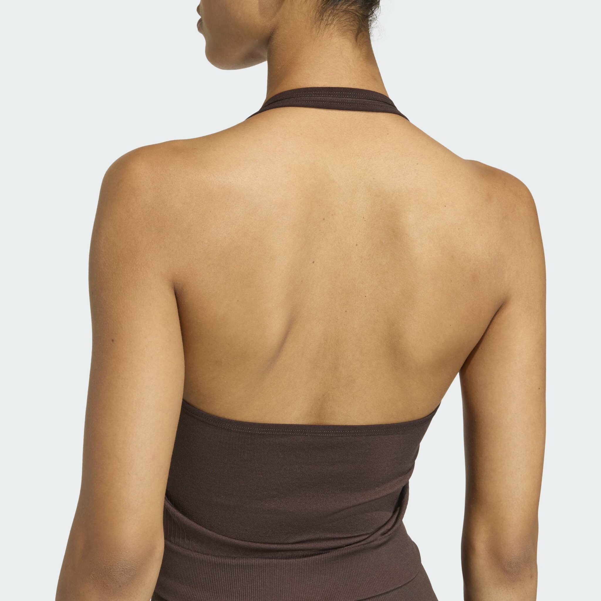 Adidas Workout Essentials Knit Halterneck T-Shirt Brúnn - Image 5