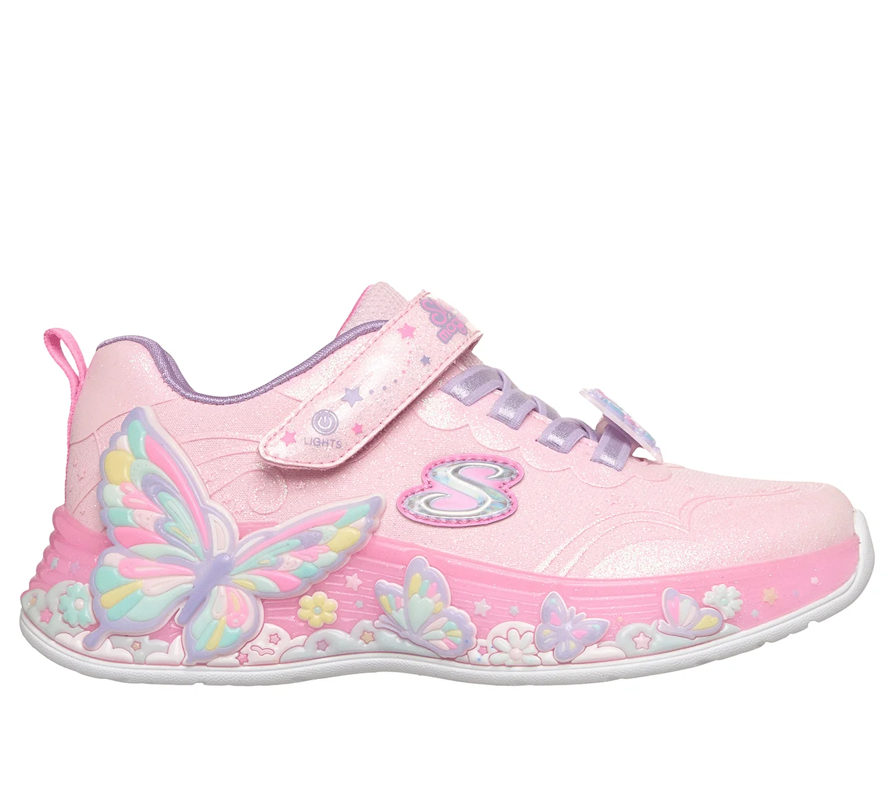 Skechers S Lights Butterfly Bliss Bleikir - Ljósaskór