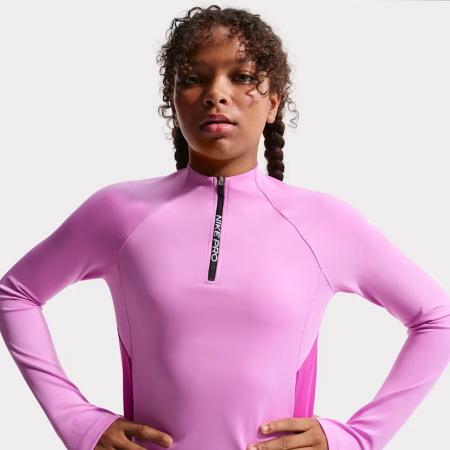 Nike Pro Older Kids (Girls) Dri-FIT Half-Zip Long Sleeve Element