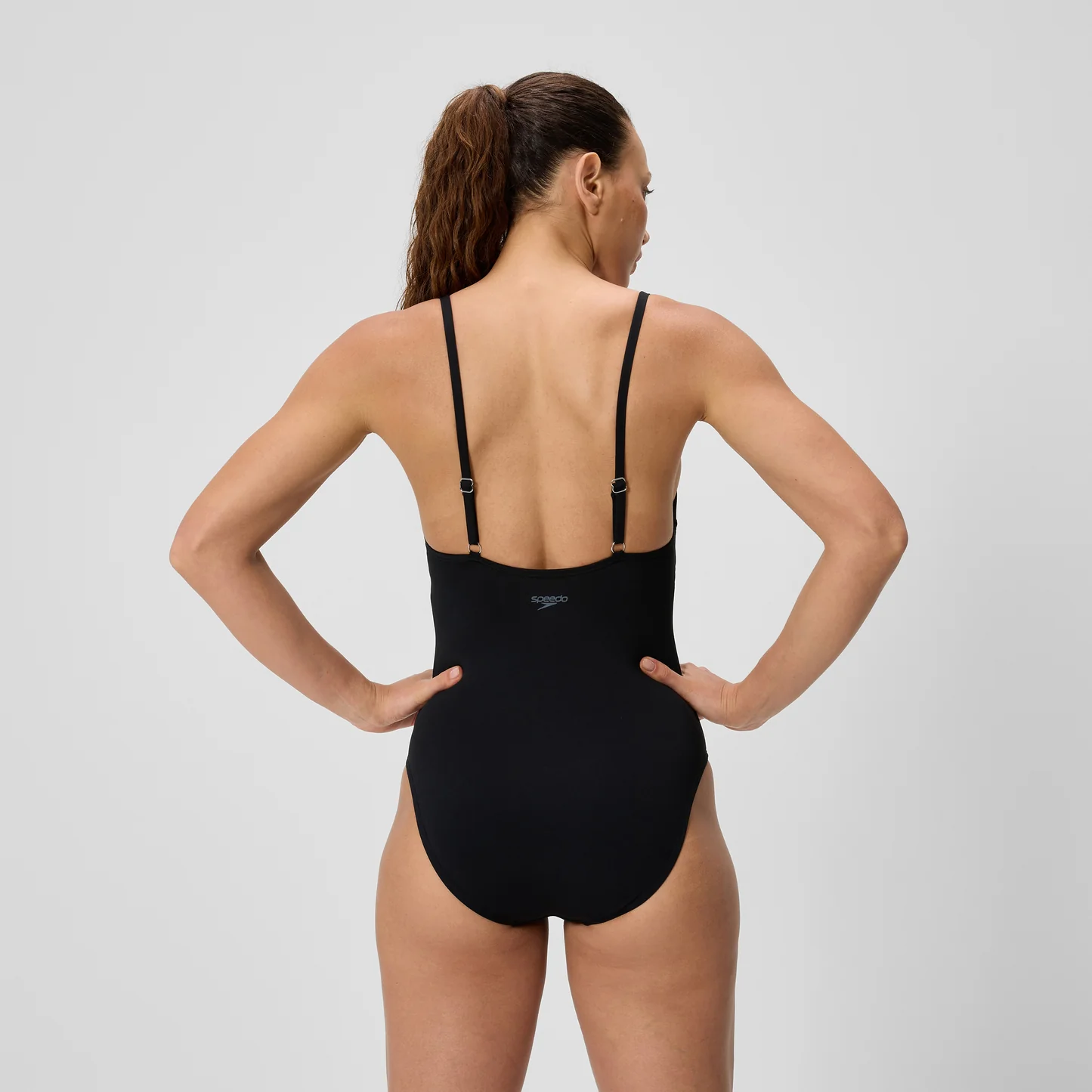 SPEEDO DÖMU SOLID V-NECK ONE PIECE-Black - Image 5