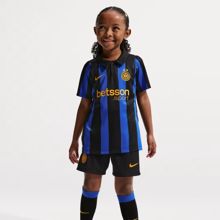 Inter Milan 2026 Stadium Home Little Kids Nike Soccer Replica 3-Piece Kit
