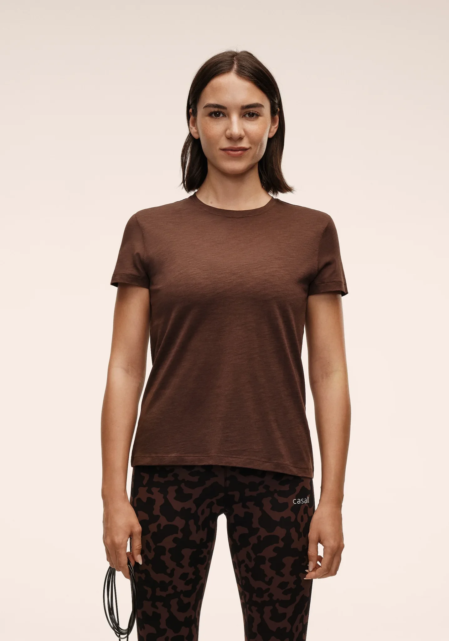 Casall Soft Texture Tee Dark Brown