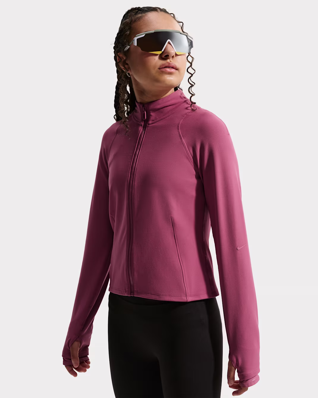 Nike Mavn Girls Dri-FIT Fitted Full-Zip Long-Sleeve Top