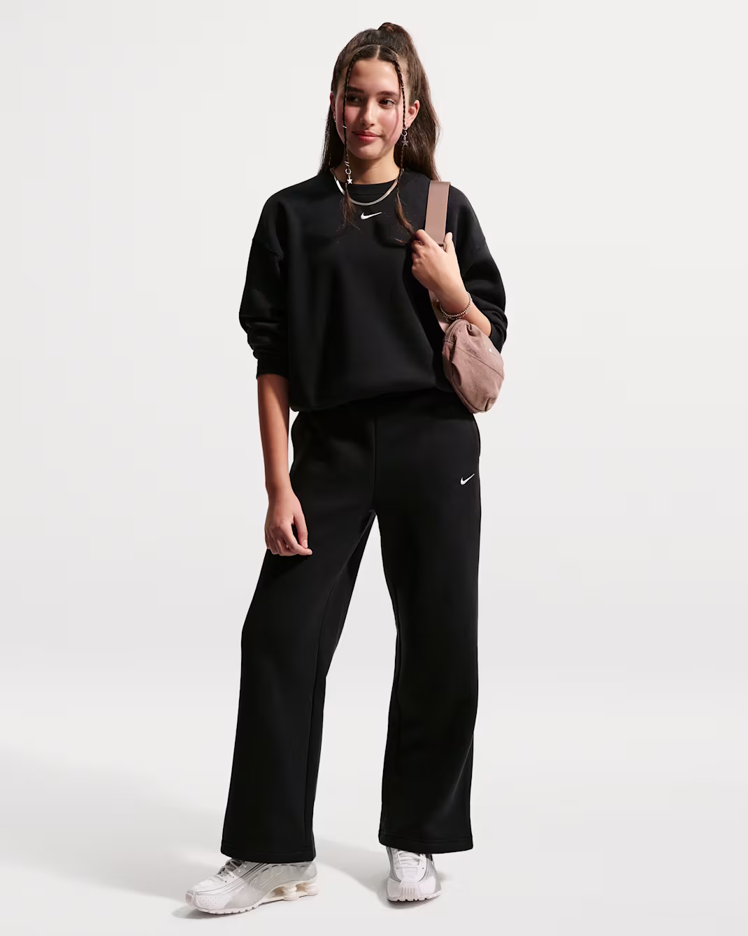 Nike Sportswear Studio Fleece Girls Open-Hem Trousers barnastærð beinar - Image 6