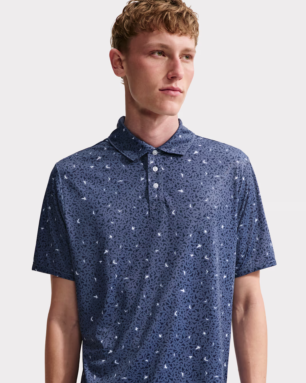 Nike Par Mens Dri-FIT Microprint Birds Golf Polo herra