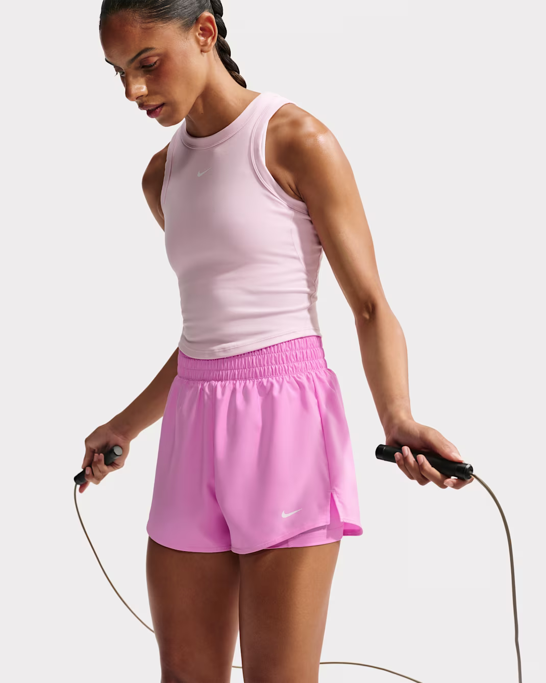 Nike One Womens Dri-FIT High-Waisted 3" 2-in-1 Shorts Stuttbuxur bleikar - bleikur pink - Image 3