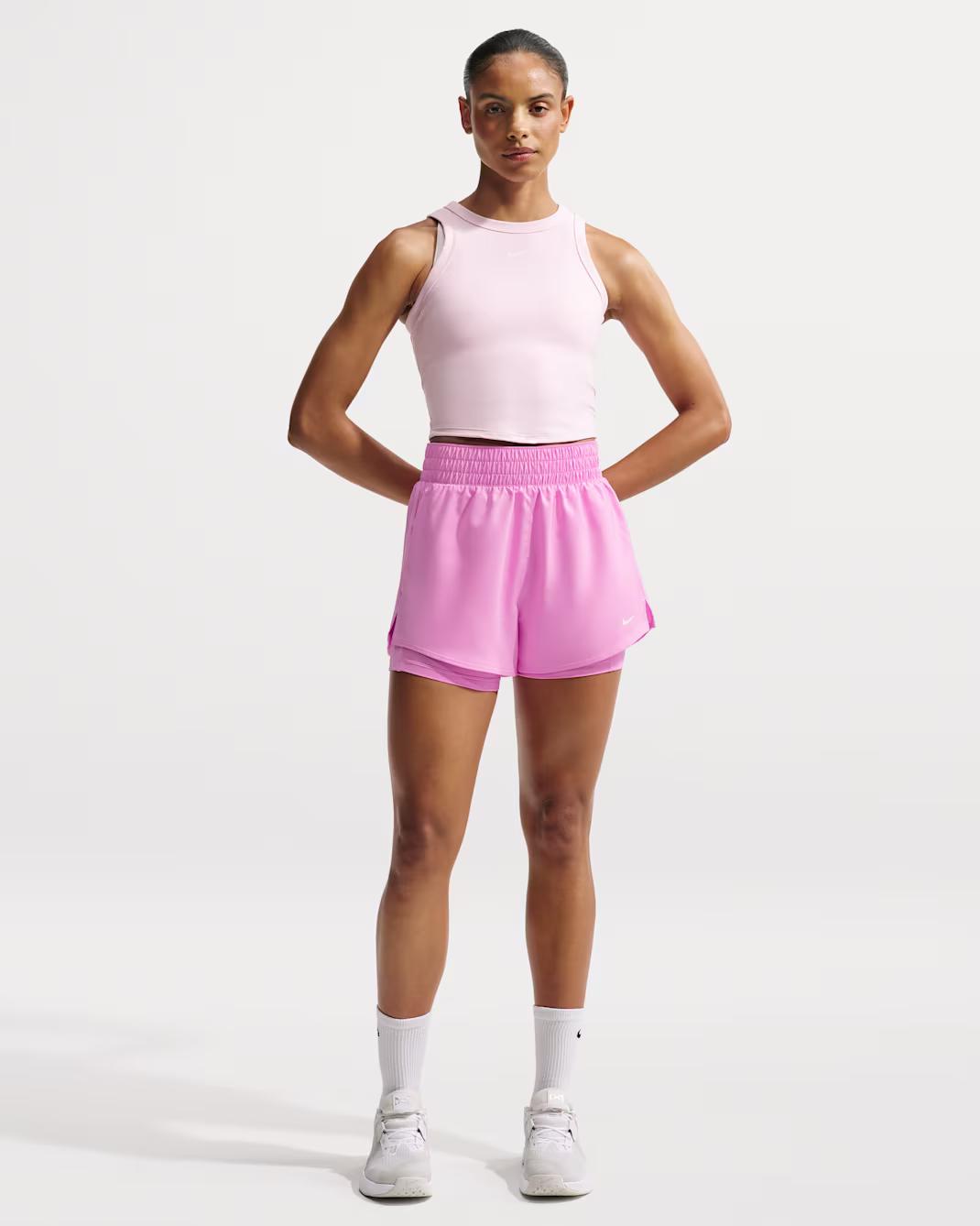 Nike One Womens Dri-FIT High-Waisted 3" 2-in-1 Shorts Stuttbuxur bleikar - bleikur pink - Image 2