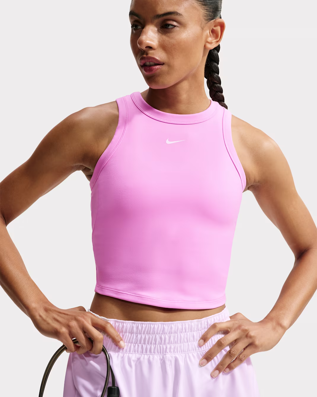 NIKE WOMENS FITTED TANK TOP PINK BLEIKUR