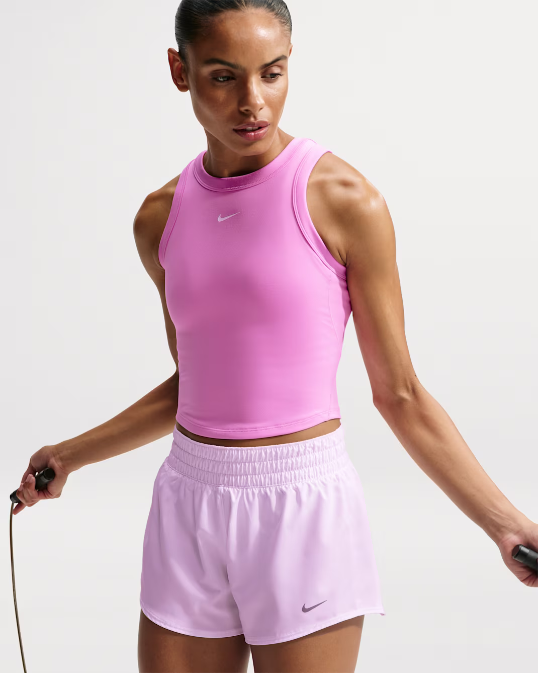NIKE WOMENS FITTED TANK TOP PINK BLEIKUR - Image 4