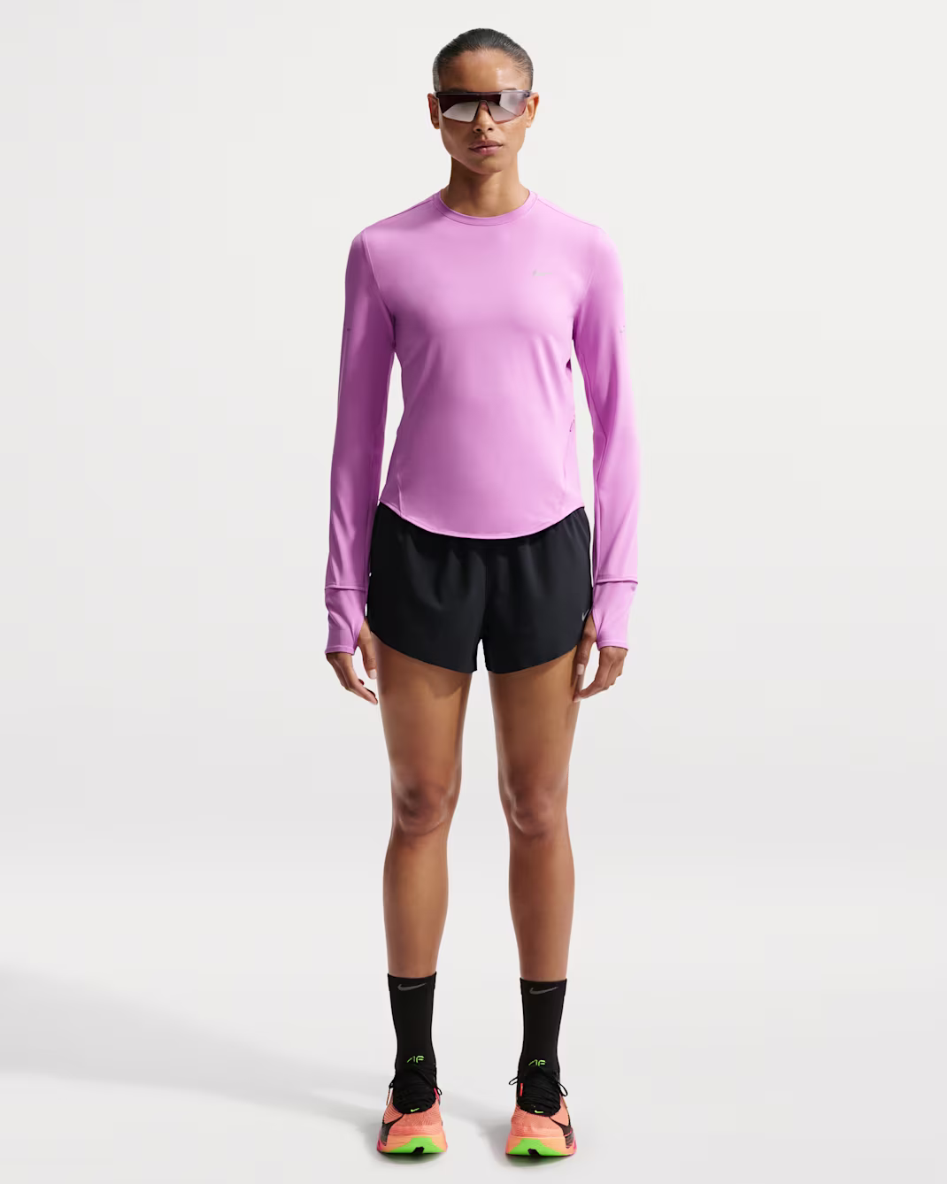 NIKE Womens Dri-FIT UV Long-Sleeve Crew-Neck Running Top
