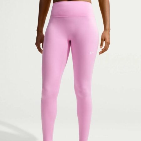 Nike One Seamless Front Womens High-Waisted Full-Length Leggings bubble pink