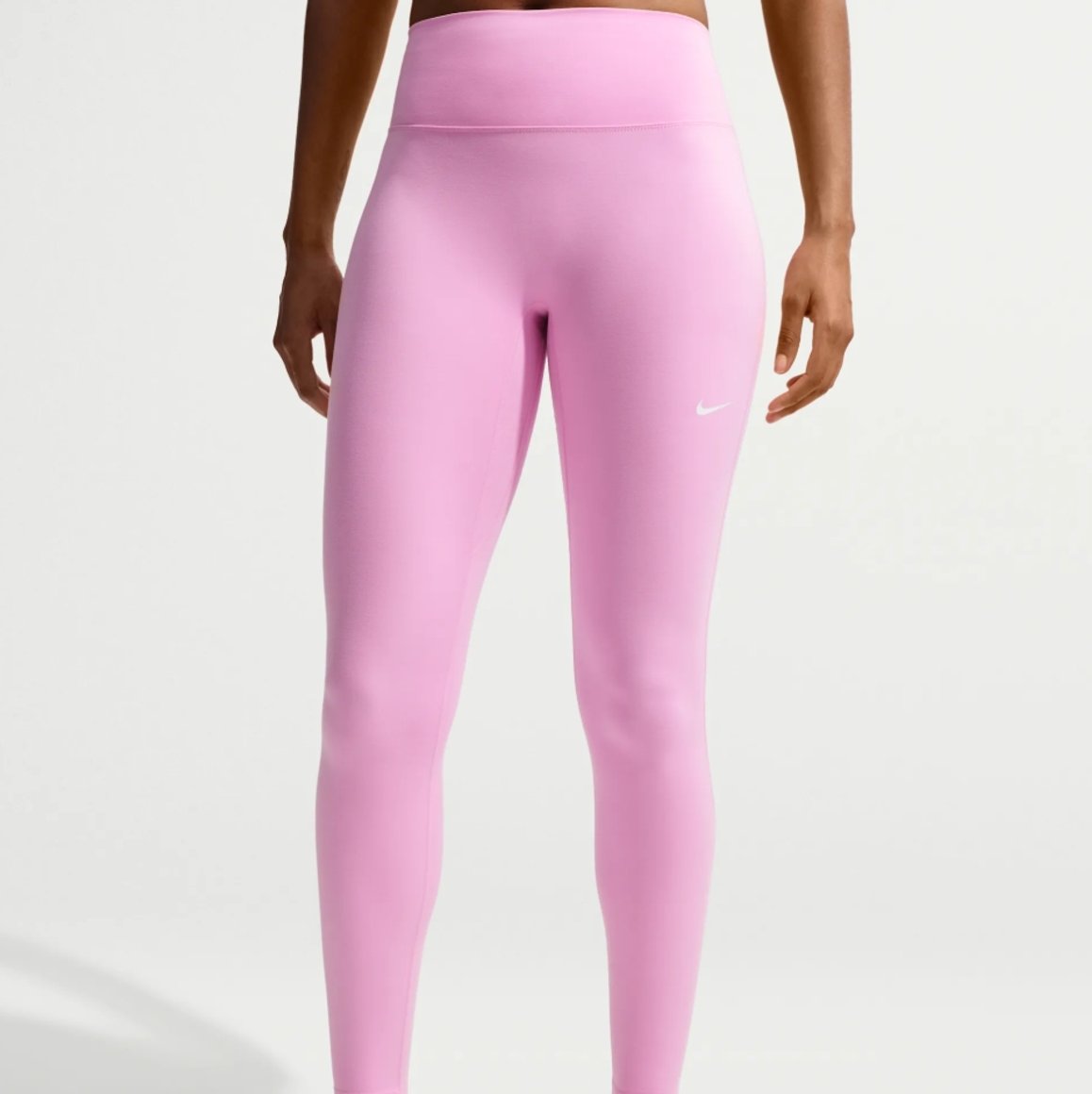 Nike One Seamless Front Womens High-Waisted Full-Length Leggings bubble pink