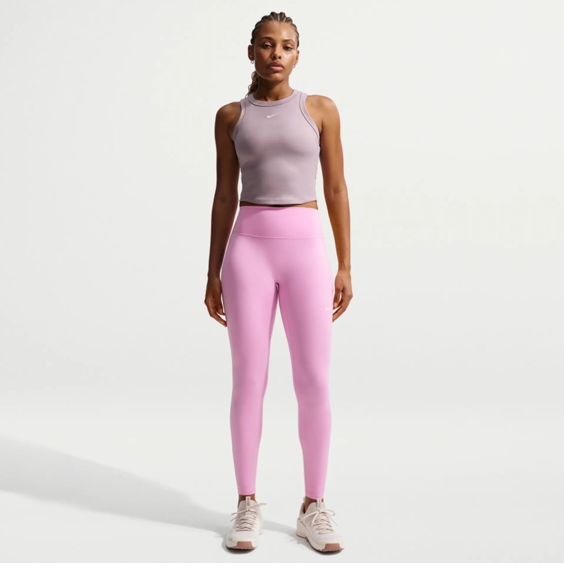 Nike One Seamless Front Womens High-Waisted Full-Length Leggings bubble pink - Image 3