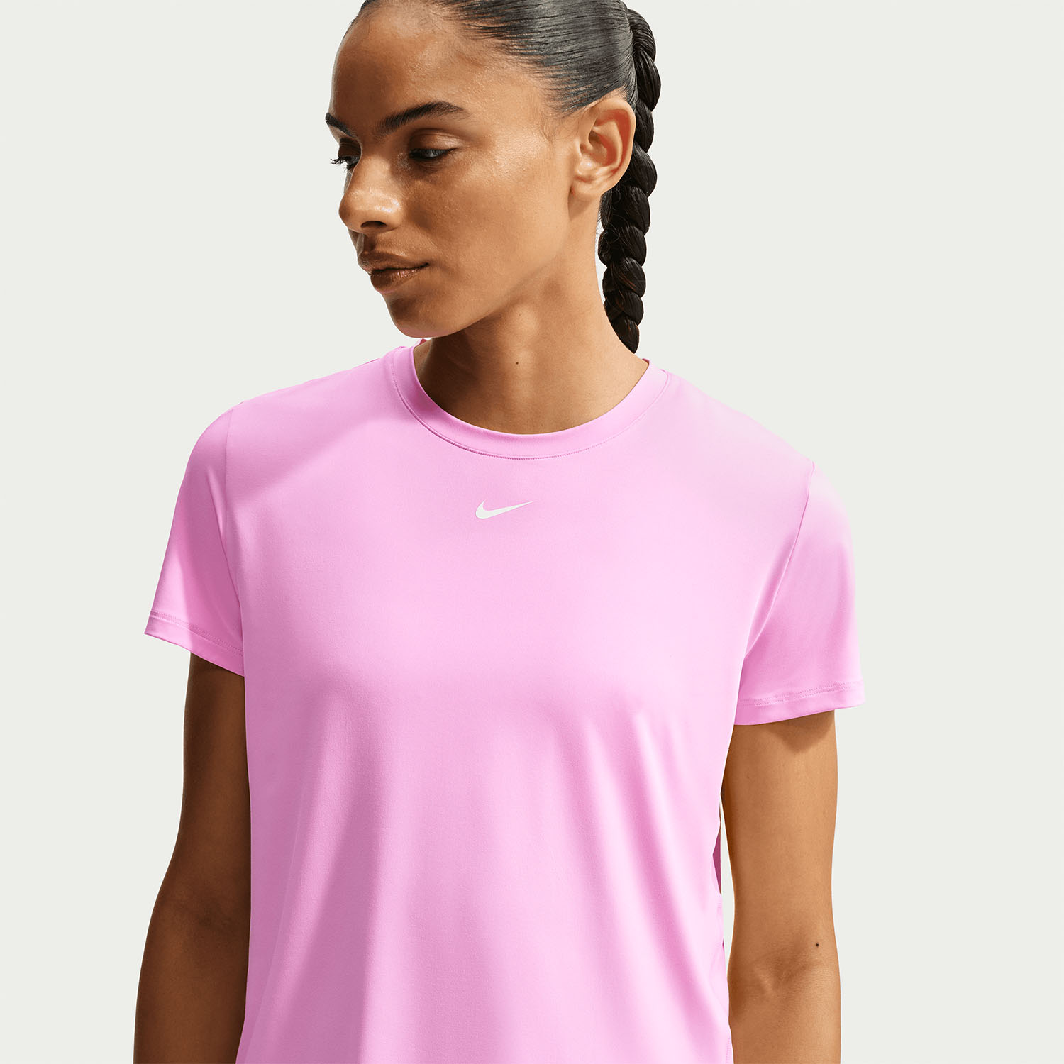 Nike One Classic Womens Dri-FIT Short-Sleeve Top Pink bleikur - Image 3