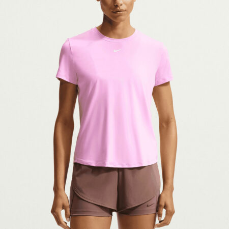 Nike One Classic Womens Dri-FIT Short-Sleeve Top Pink bleikur
