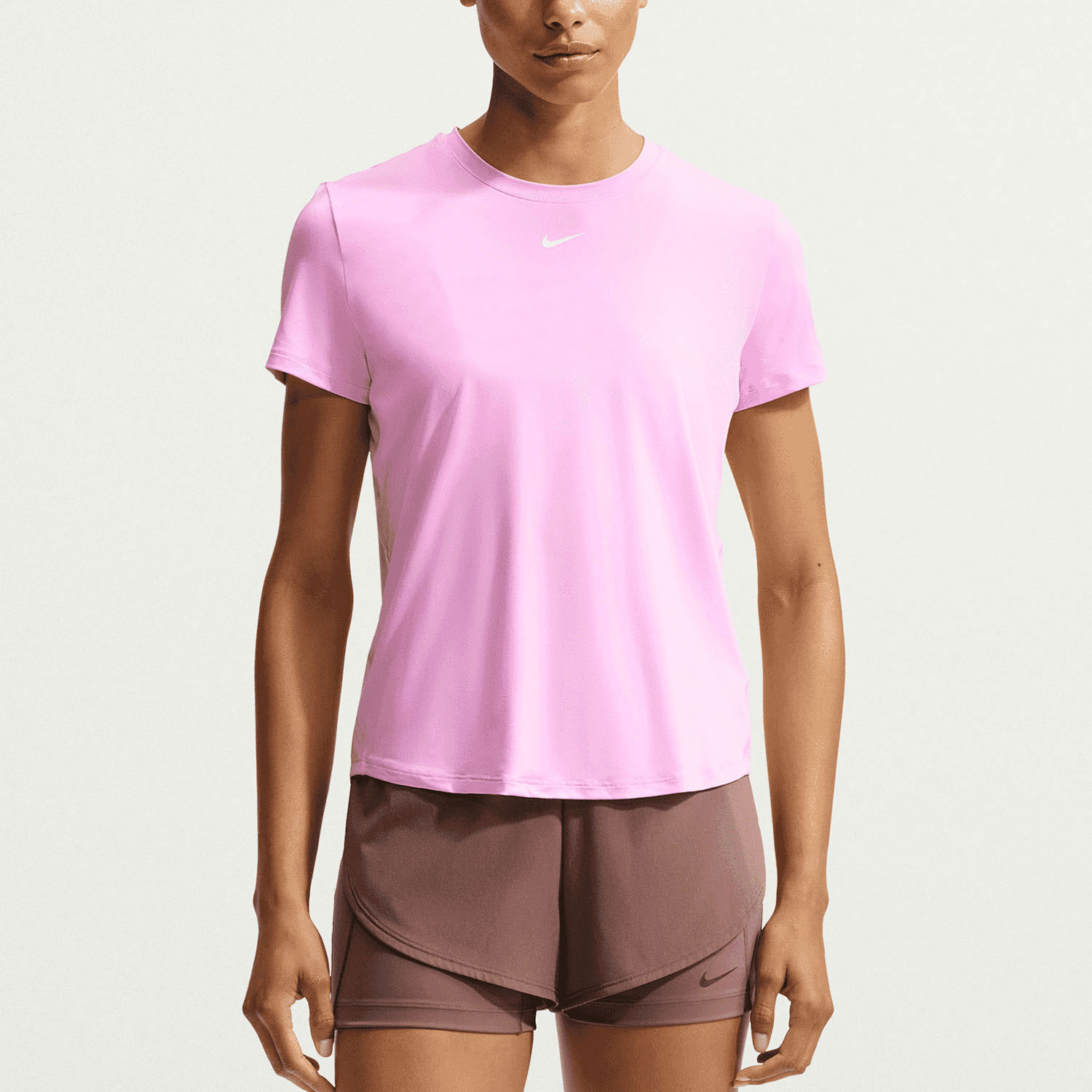 Nike One Classic Womens Dri-FIT Short-Sleeve Top Pink bleikur