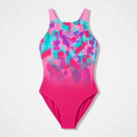 SPEEDO SUNDBOLUR BARNA GIRLS PRINTED PULSEBACK ONE PIECE PINK