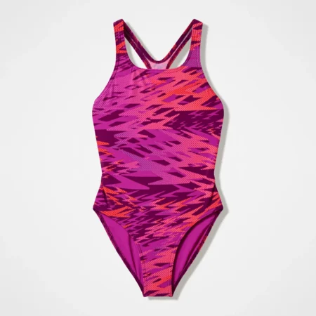 SPEEDO SUNDBOLUR BARNA - GIRLS HYPERBOOM PRINTED MEDALIST SWIMSUIT PINK