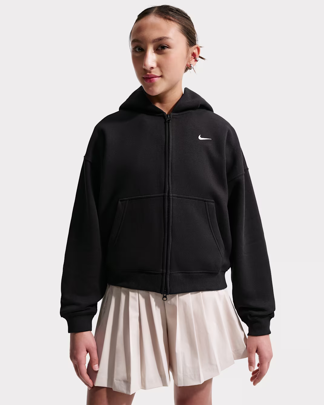 Nike Sportswear Studio Fleece Big Kids' (Girls') Oversized Full-Zip Hoodie
