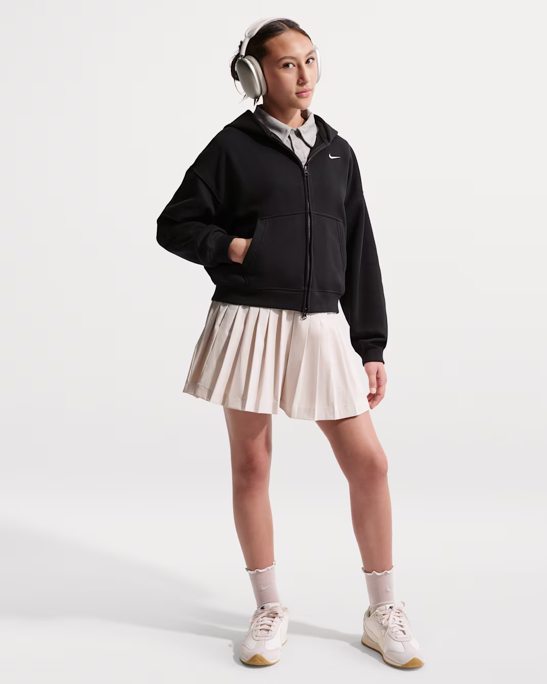 Nike Sportswear Studio Fleece Big Kids' (Girls') Oversized Full-Zip Hoodie - Image 4