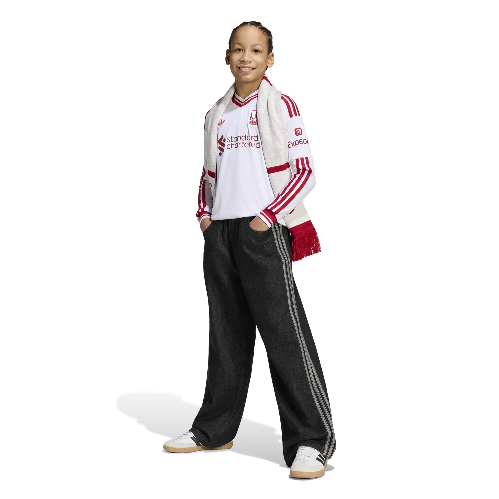 Adidas White Liverpool FC 26/27 Away Jersey Kids Longsleeve barnastærð langerma - Image 3