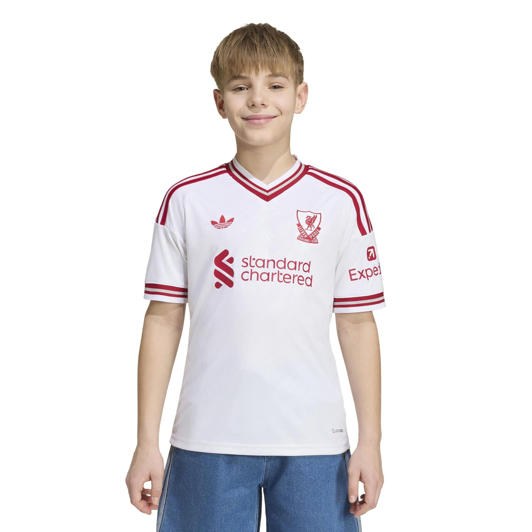 Adidas White Liverpool FC 26/27 Away Jersey Kids stutterma barnastærð