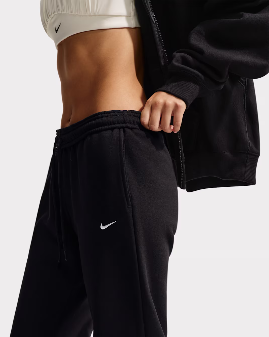 Nike Studio Fleece Medium Weight Womens Mid-Rise Open-Hem Trousers
