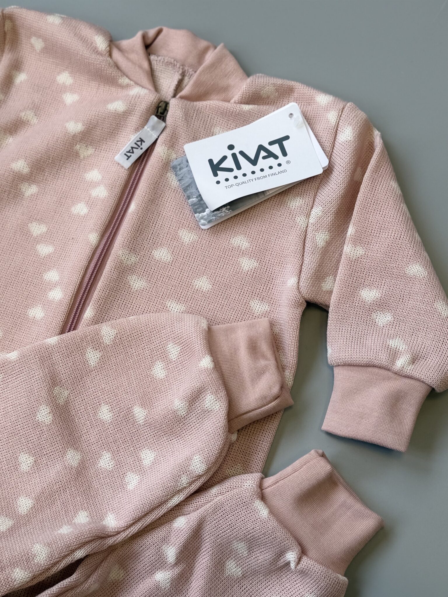 KIVAT 100% MERINO ULL GALLI HJARTA LJÓSBLEIK