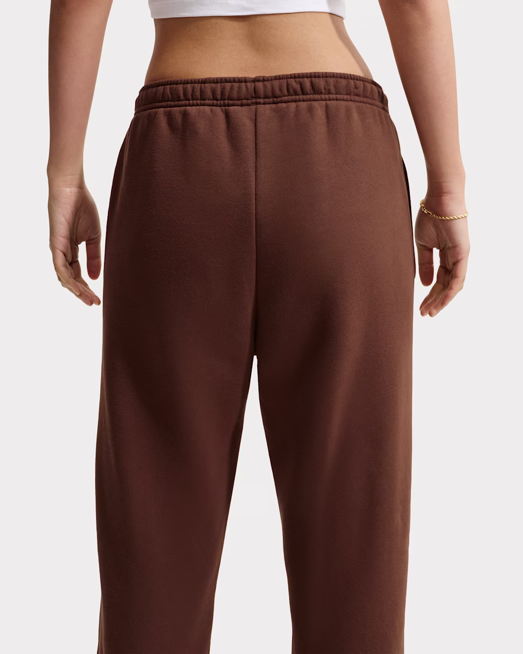 Nike Studio Fleece Medium Weight Womens Mid-Rise Open-Hem Trousers BRÚNAR - Image 2