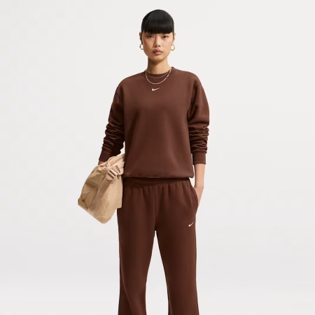 Nike Studio Fleece Medium Weight Womens Mid-Rise Open-Hem Trousers  BRÚNAR