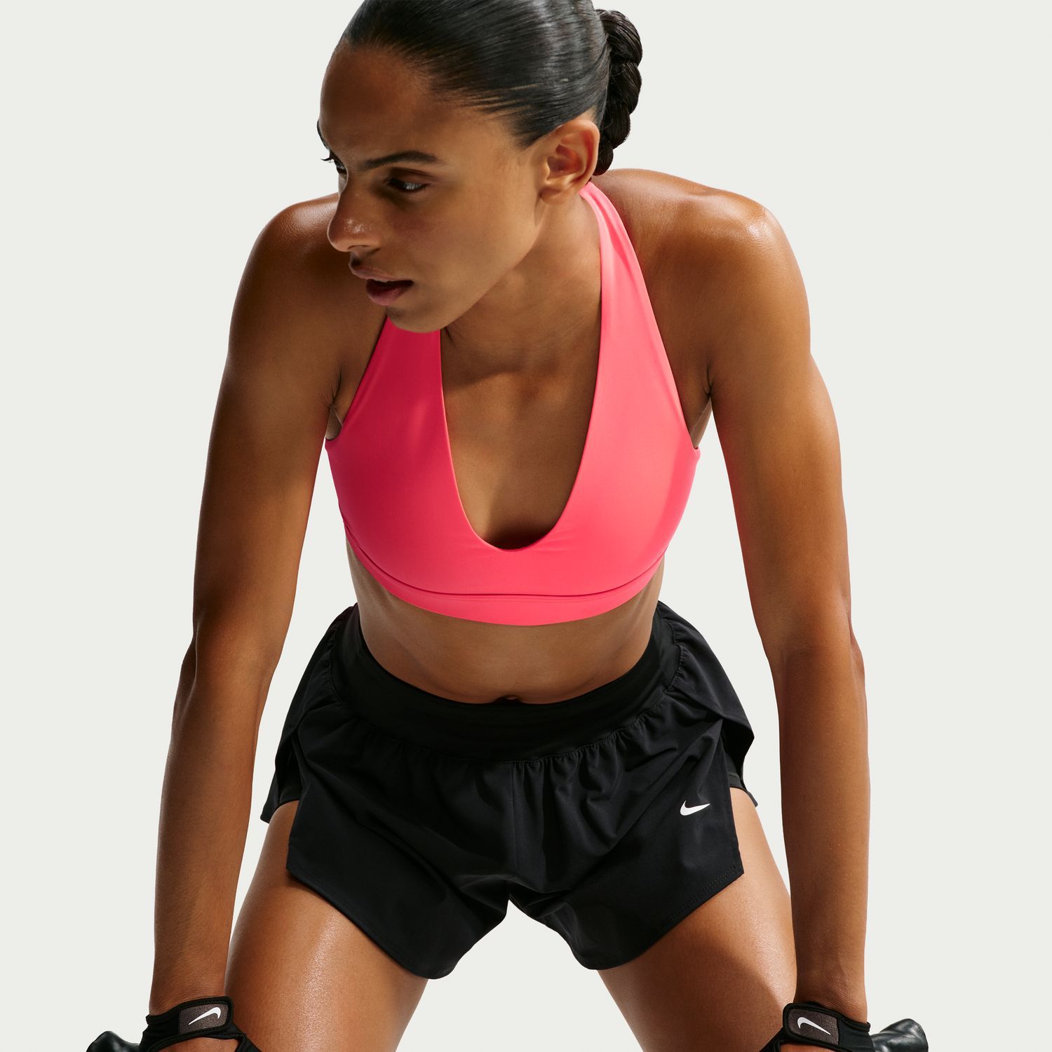 Nike Womens Indy Strappy Sports Bra - Pink - Image 2