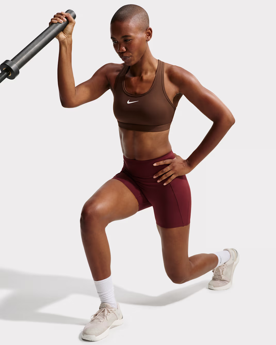 Nike Swoosh Womens Medium-Support Padded Sports Bra Brúnn - Image 5