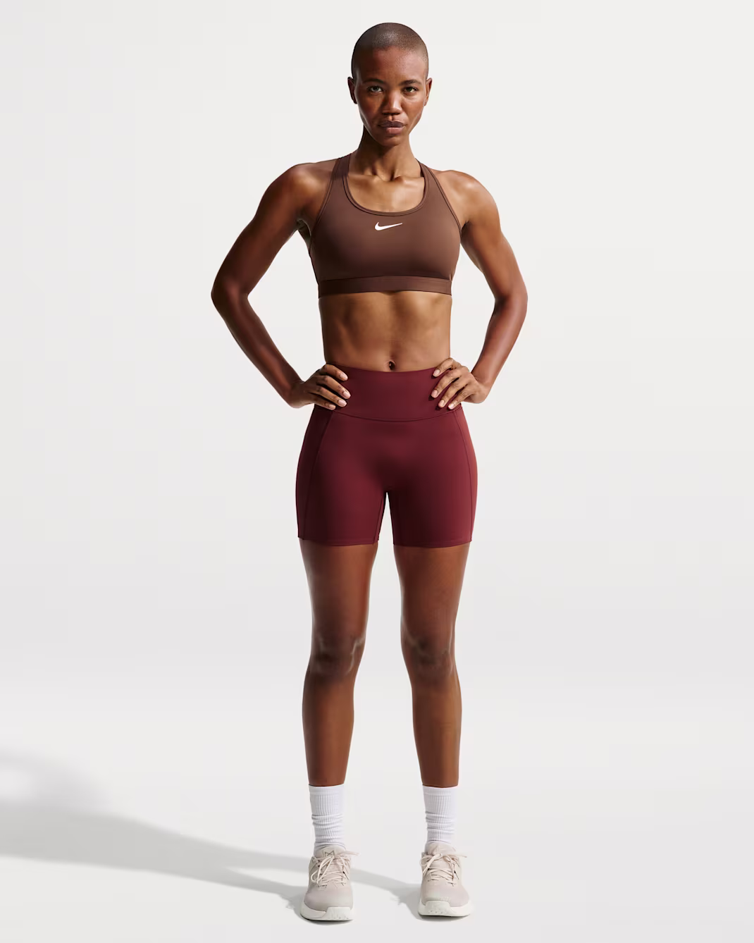 Nike Swoosh Womens Medium-Support Padded Sports Bra Brúnn - Image 3