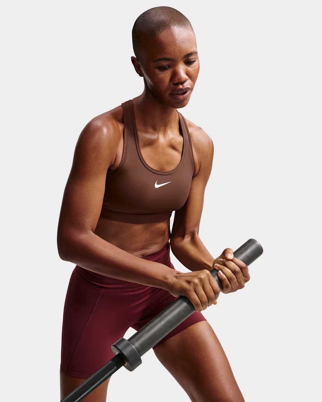 Nike Swoosh Womens Medium-Support Padded Sports Bra Brúnn